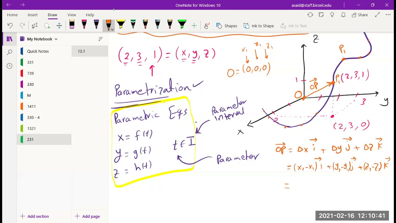 13.1  Part 1 Curves in Space and Their Tangents