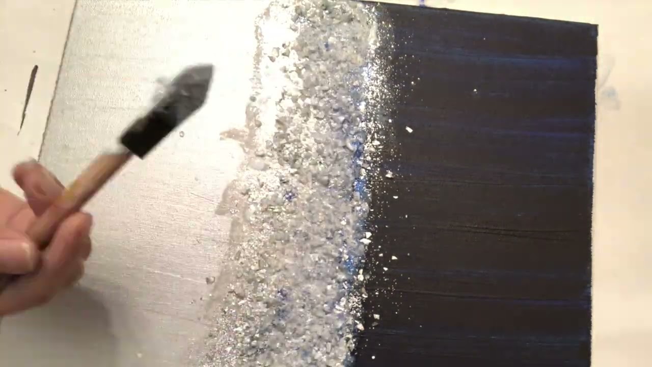 DIY Blue and Silver Crushed Glass Glitter Art ||  Abstract Canvas Wall Art