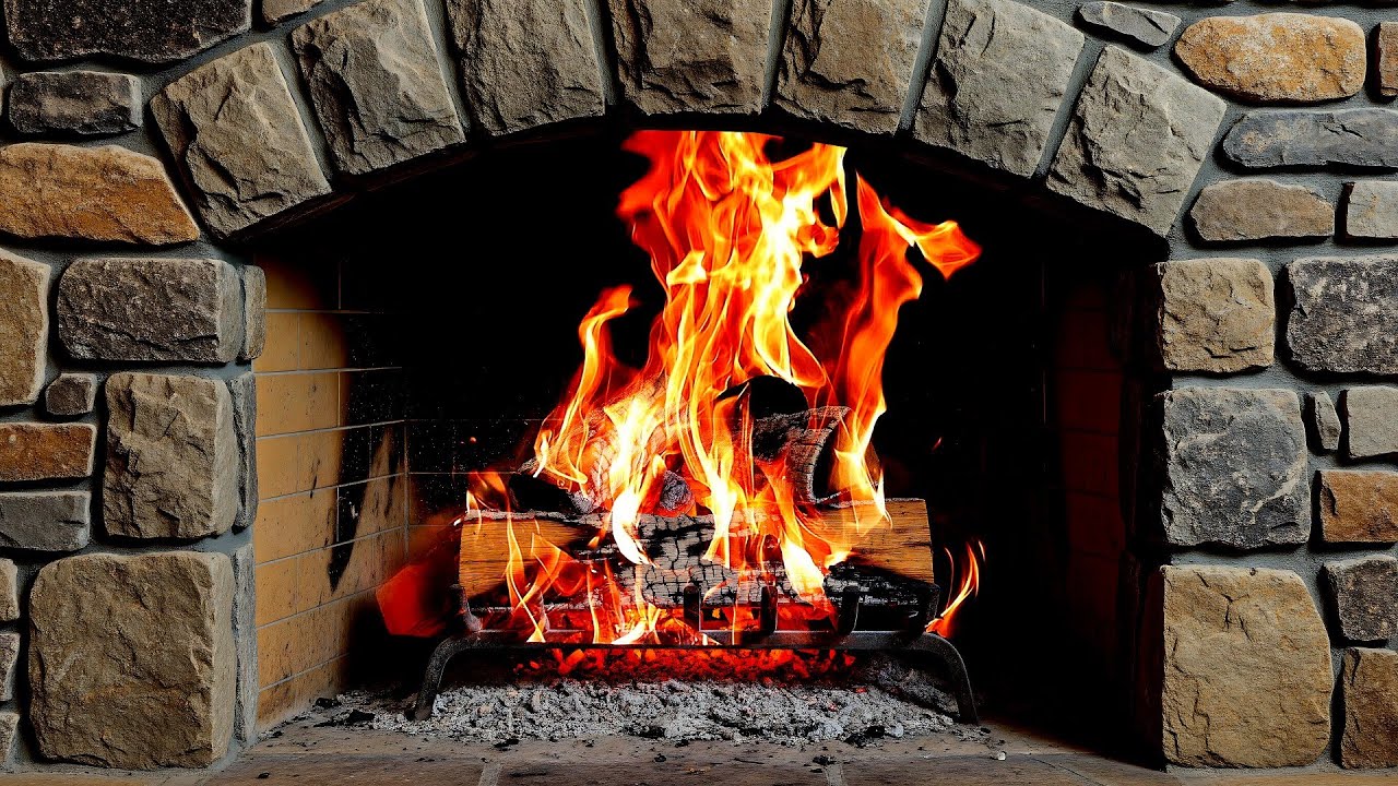 🏠 Cozy Stone Fireplace 24/7 | No Music | Real Crackling Fire Sounds | Relaxing Ambience 🔥