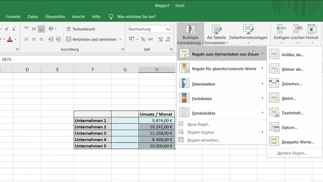 Excel: Bedingte Formatierung nutzen