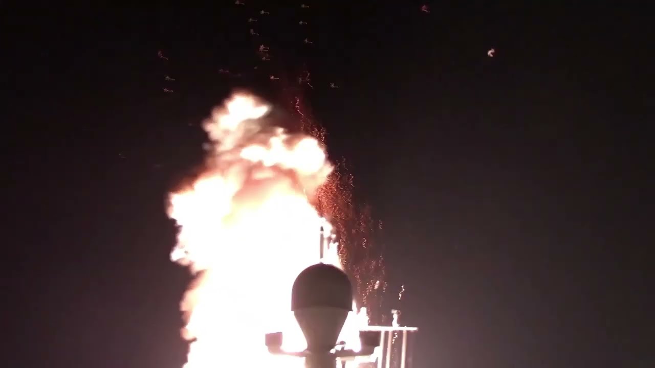 Launch of six Kalibr cruise missiles in the Black Sea