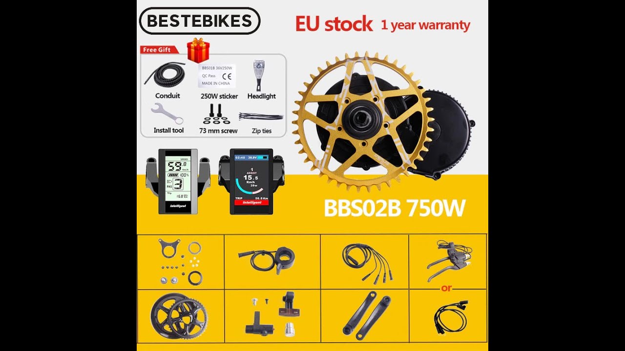 Bafang Motor BBS02B 750W 48V 8FUN BBS02 Drive Motor Electric Bike Conversion Kit With C965 DPC18