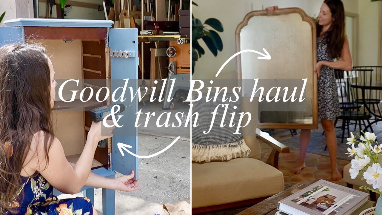 Vintage cabinet flip, Goodwill BINS HAUL, & DIY topiaries