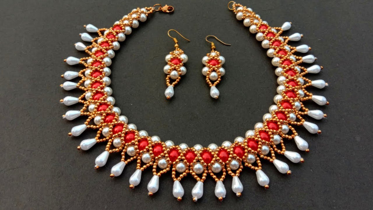 How To Make Pearl Necklace//Bridal Jewellery Set// Useful & Easy