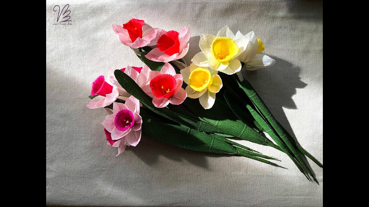 EASY PAPER FLOWERS TUTORIAL | HOW TO MAKE NARCISSUS FROM PAPER | CÁCH LÀM HOA THỦY TIÊN ĐƠN GIẢN
