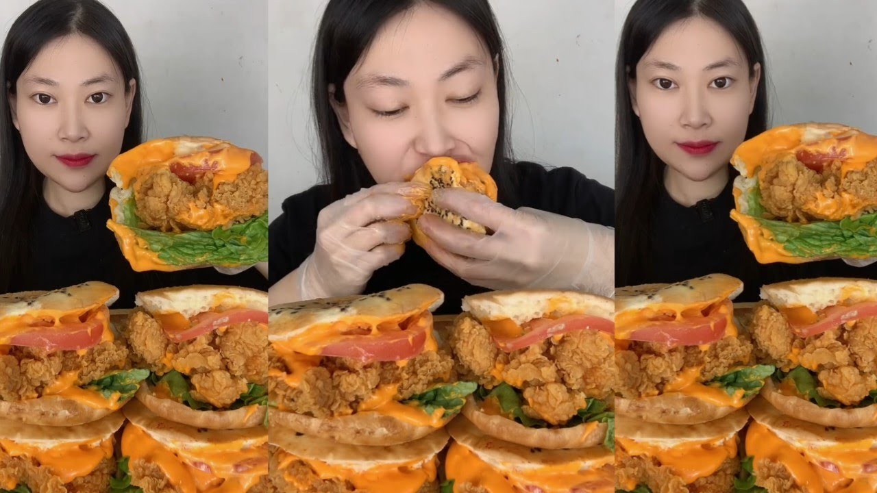 CHEESY OVERLOAD! 🧀 Massive Fried Chicken Burger Mukbang #asmr