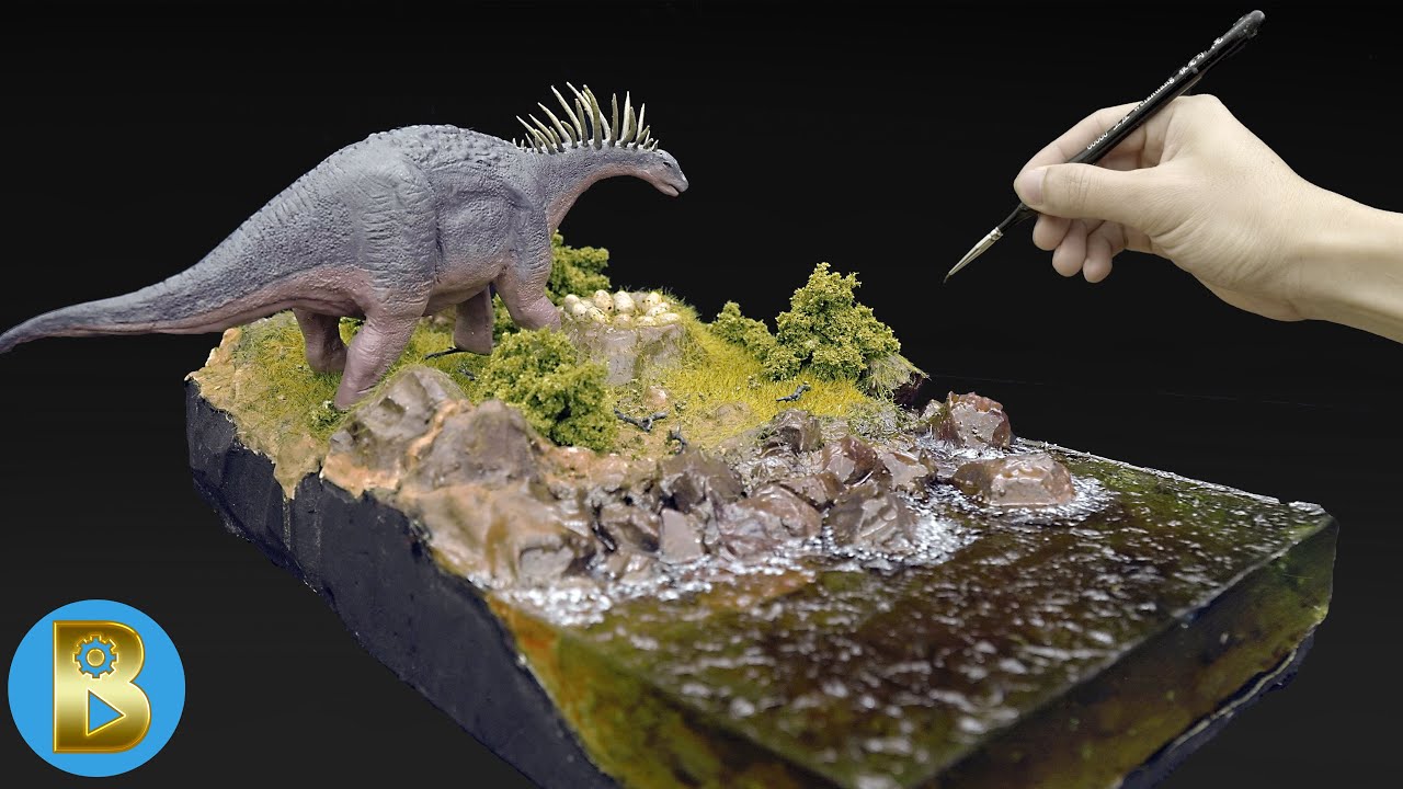 I made a model of Amargasaurus dinosaur and her nest