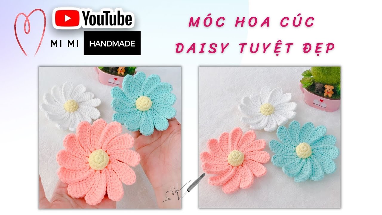 Móc Hoa Cúc Daisy 🌼 Trang Trí Túi, Nón & Cột Màn Cửa | Easy Crochet Daisy Decoration | Mimi Handmade