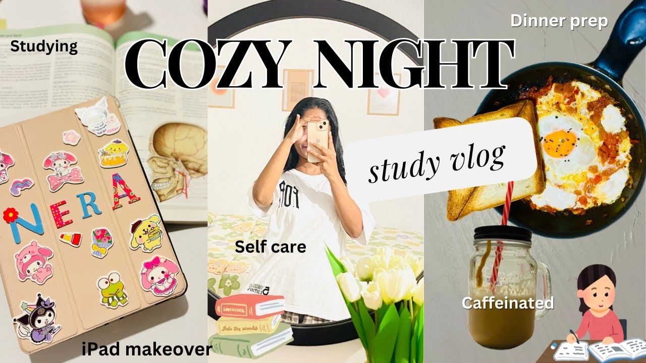 📚 УЮТНЫЙ ВЛОГ ОБ УЧЕБЕ НОЧЬЮ🌙👩🏻&zwj;💻Преображение iPad🧸🎀*учёба до 2 часов ночи*😴Дождливый день 🌧️Приг...