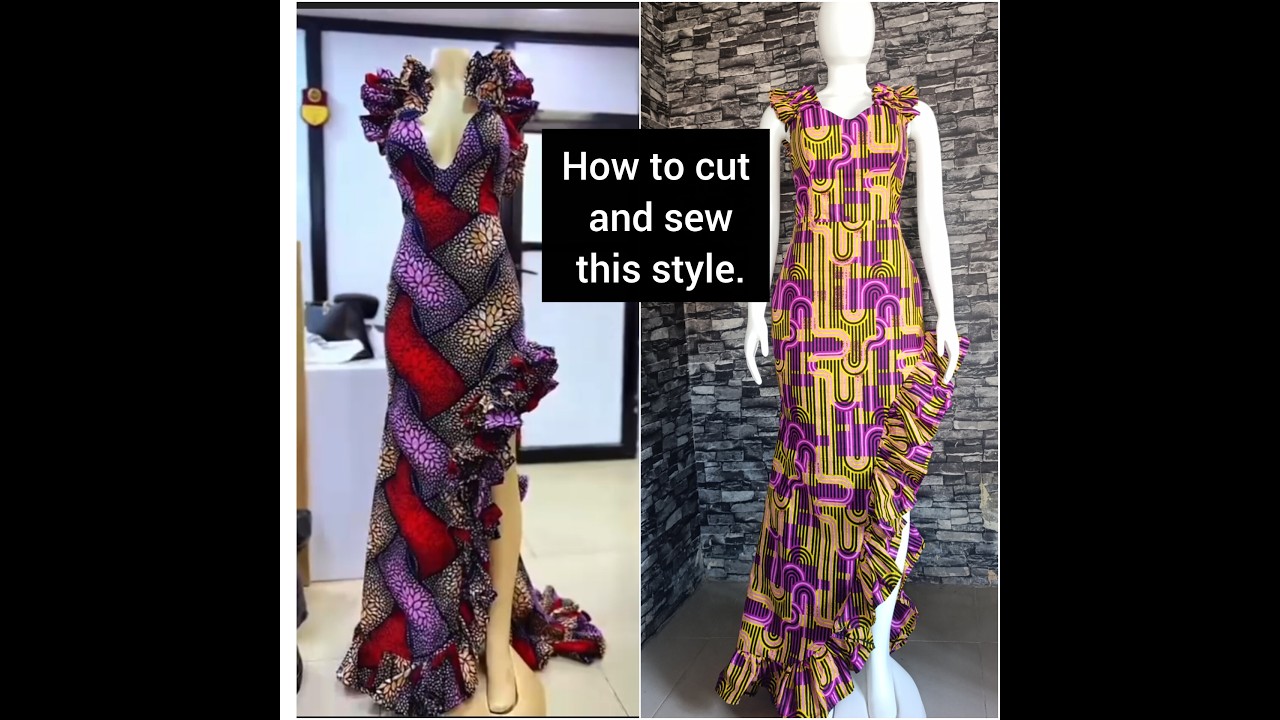 How to cut and sew side gathered gown with rushed sleeve.