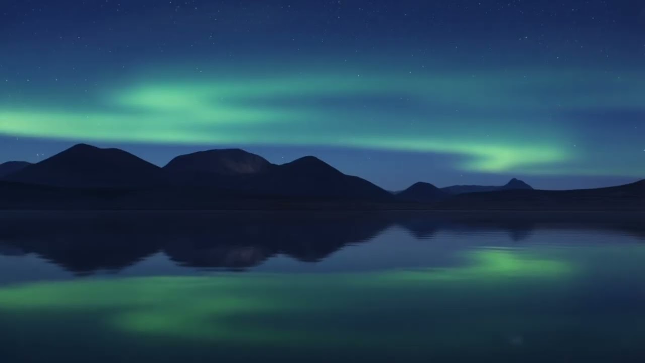 Northern Lights Reflection Ambience | Calm Aurora Over a Quiet Lake for Sleep & Relaxation