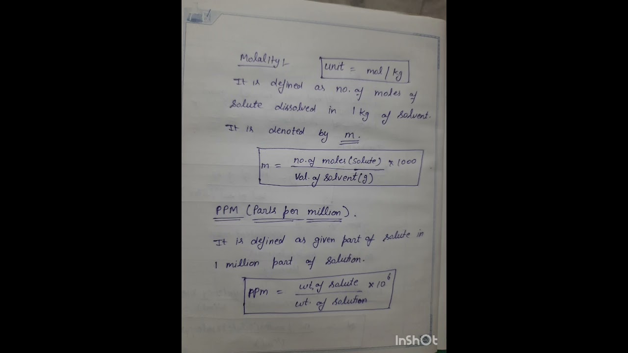 molality and ppm#solution#