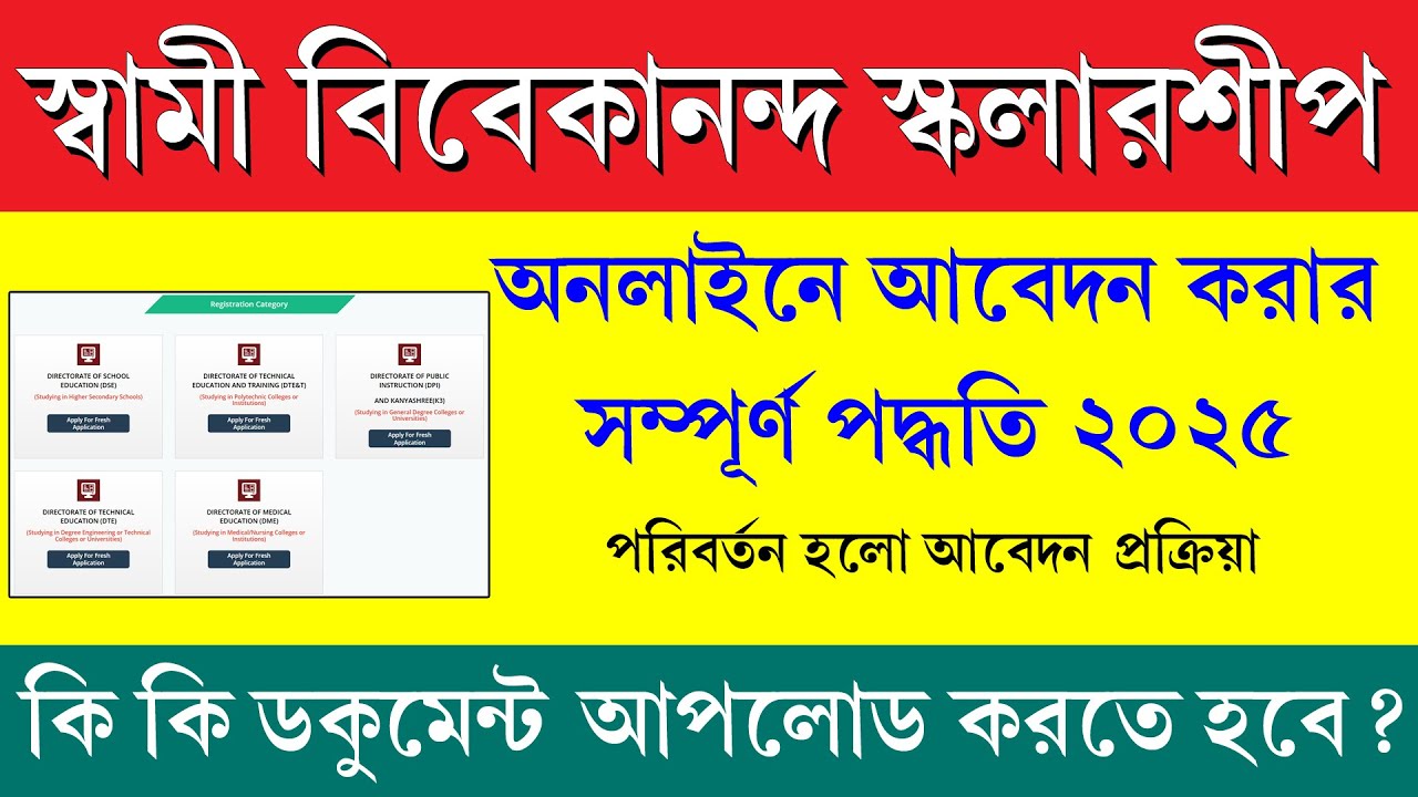 স্বামী বিবেকানন্দ স্কলারশিপ আবেদন পদ্ধতি ২০২৫-২৬ || SVMCM Scholarship 2025-26 Apply Process