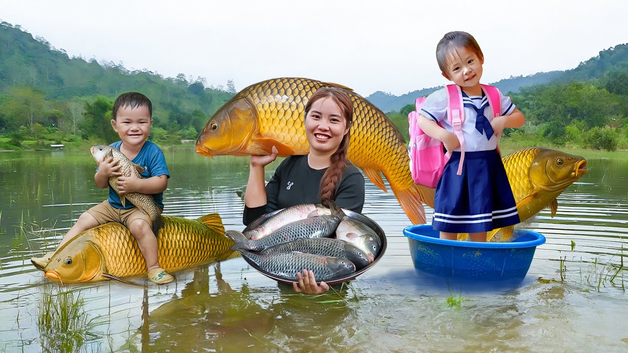 Unbelievable FISHING DAY at Deep Lake | Catch GIANT FISH with Traditional Handmade Method by DUONG