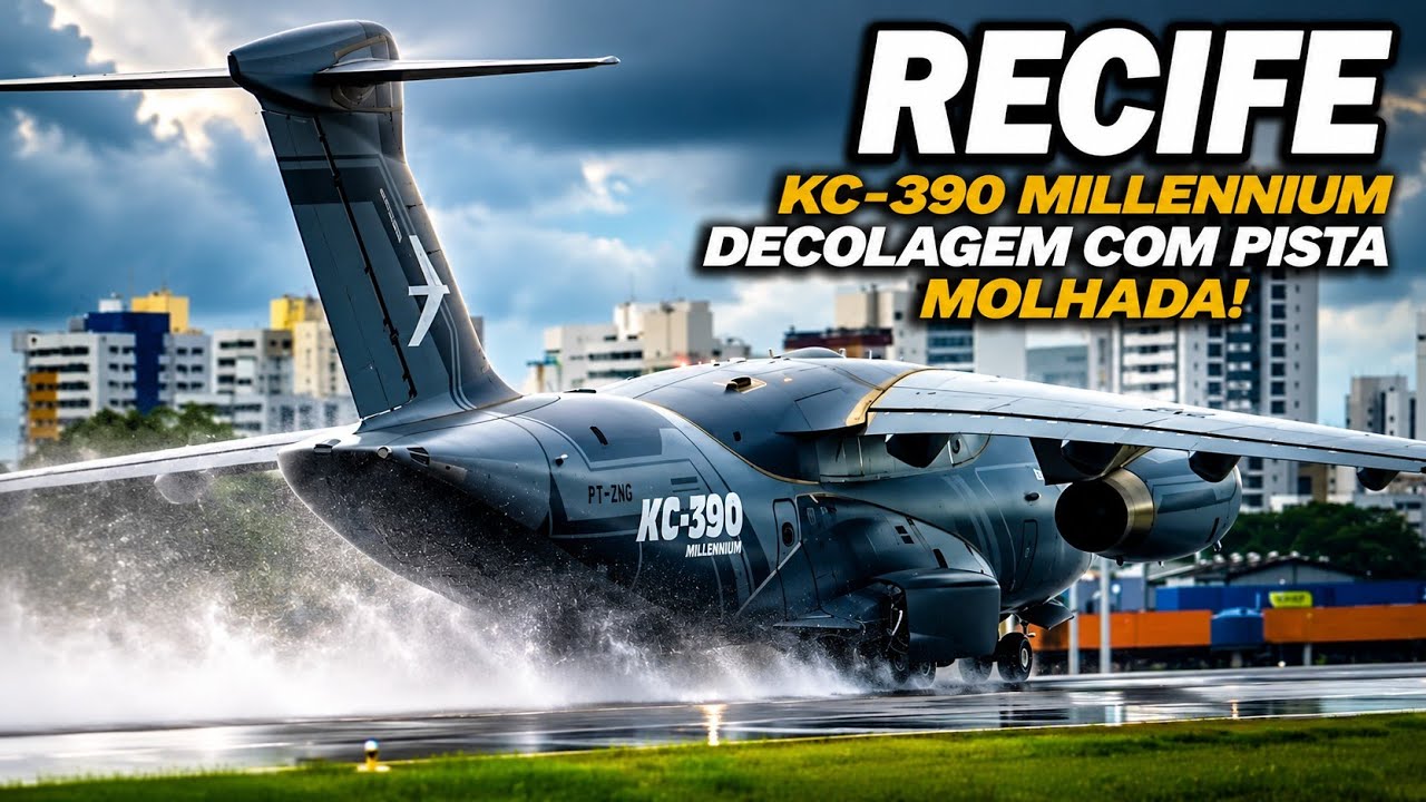 A EMOCIONANTE DECOLAGEM DO KC-390 MILLENNIUM DA EMBRAER NO AEROPORTO DO RECIFE HOJE PELA MANH&Atilde;.