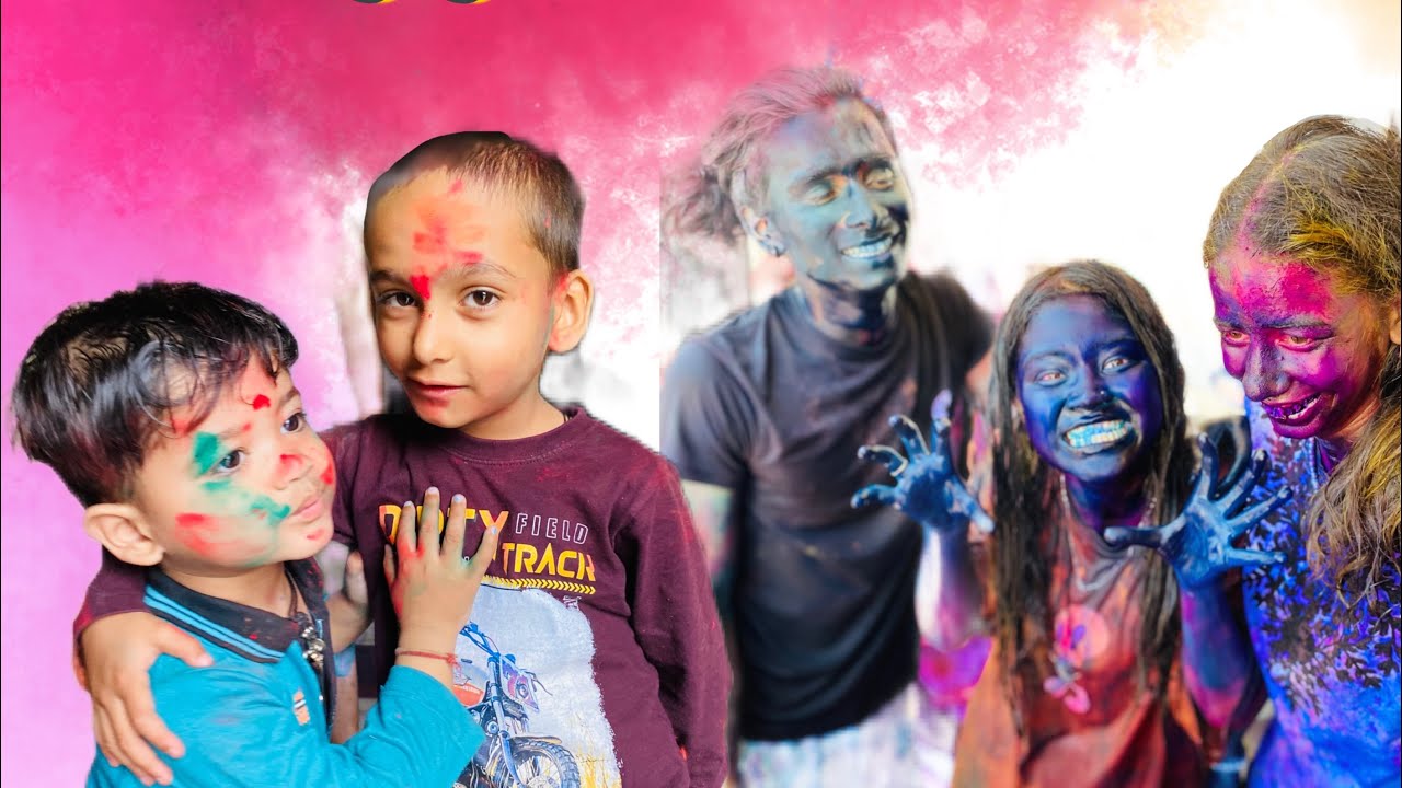 holi celebration with femliy❤️💋(full masti)