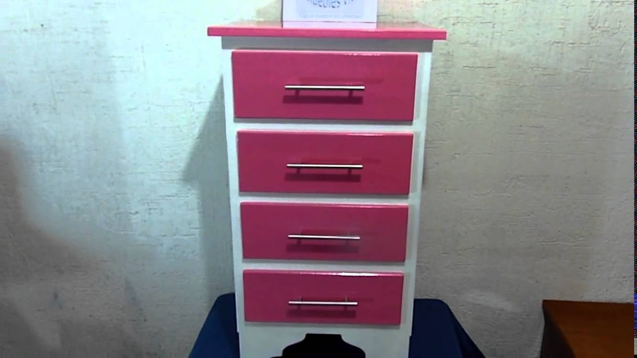 Mueble Para Ni&ntilde;a, Cajonera 4 Gavetas color Rosado/Blanco