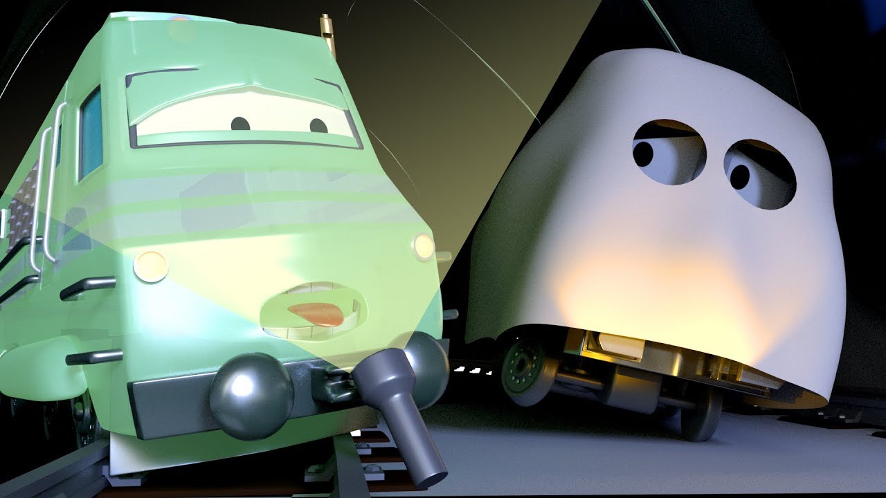 Le TRAIN FANT&Ocirc;ME - HALLOWEEN  Troy le Train dans la Ville des Voitures 🚉 Dessin anim&eacute; pour enfants