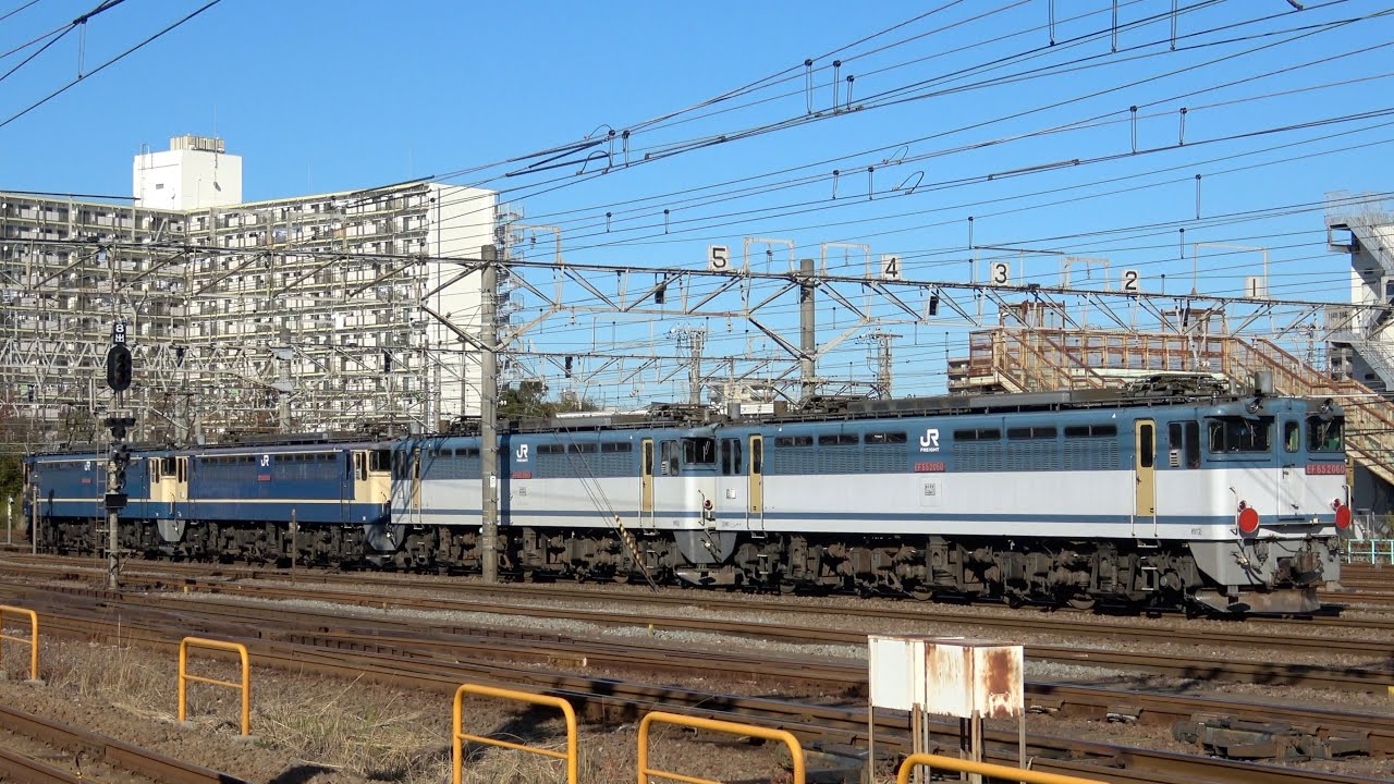 【PF4重連風】EF65 2066牽引 EF65 2065・EF65 2063・EF65 2060 OM入場（廃車回送）【JR貨物更新色消滅】2023.12.4