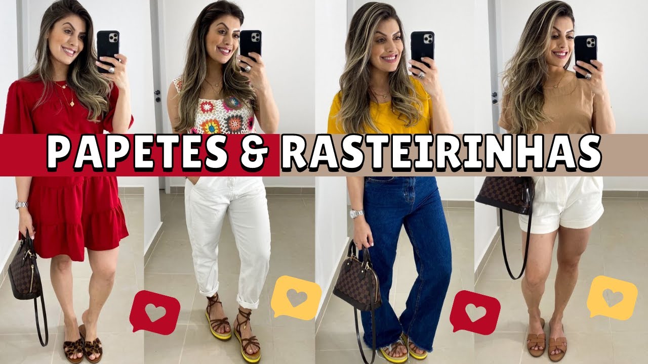 LOOKS COM PAPETE e LOOKS COM RASTEIRINHA, como usar papete e ideias de looks com rasteirinha