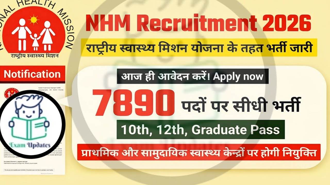 NHM Recruitment 2026 | 7890 Vacancies | Direct Bharti | 10th, 12th, Graduate Pass | Apply Online