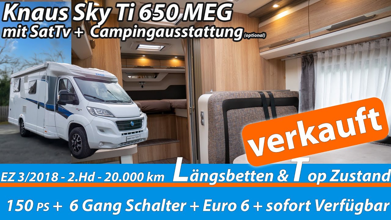 Verkauft - Knaus Sky Ti 650 MEG - 2018 - Einzelbetten 150 PS, Euro6 , SatTv, wenig Kilometer