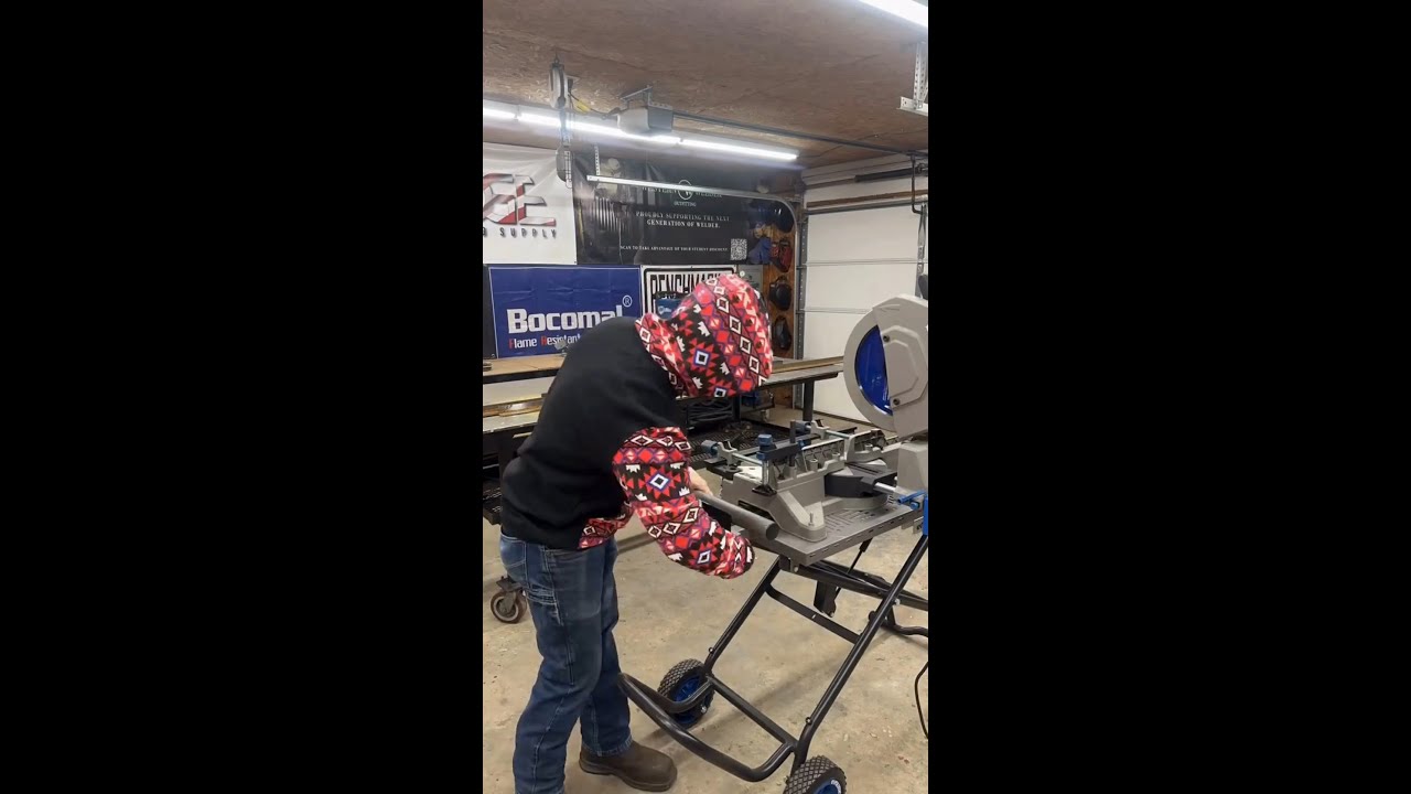 The Evolution S355MCS Metal Cutting Saw paired with the MCSSTAND, showcased by @harrison_stone