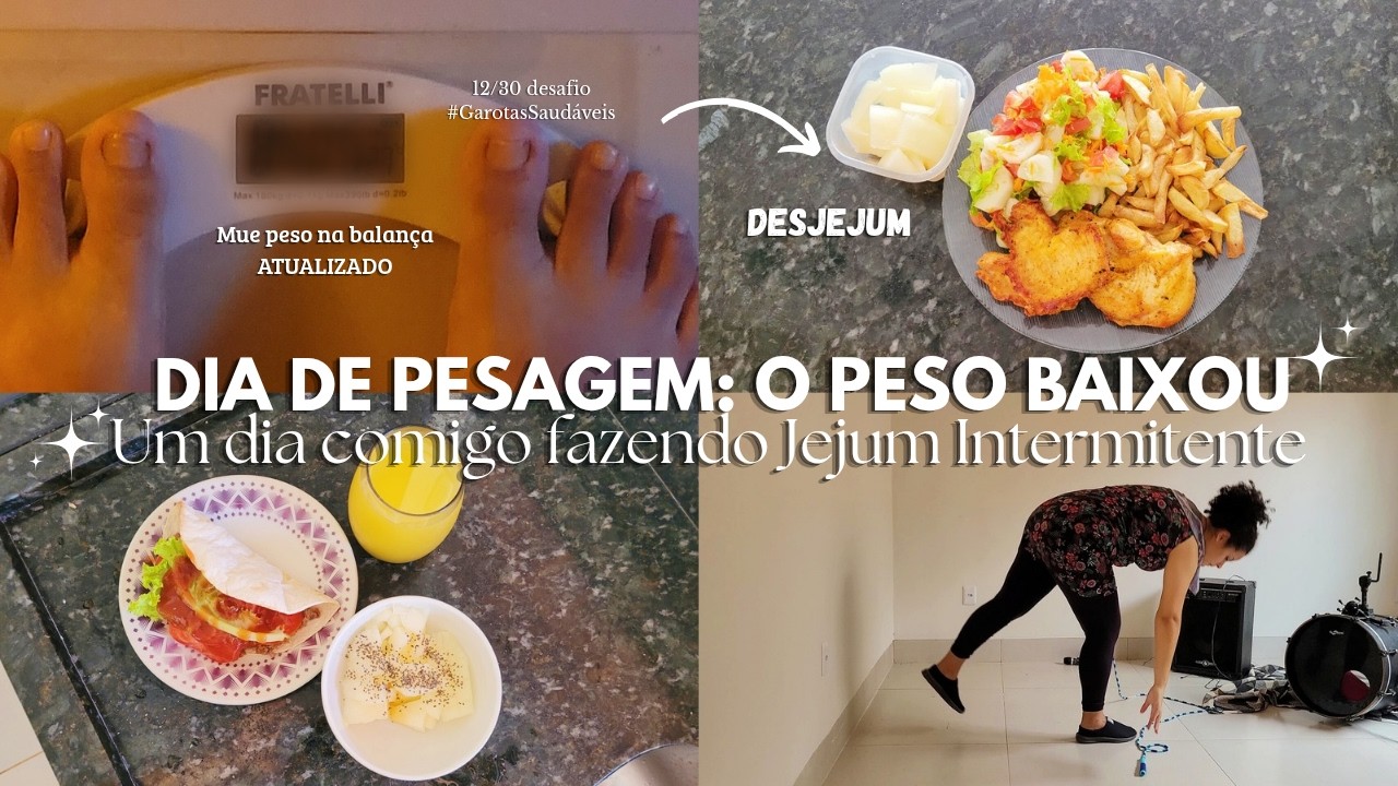 UM DIA INTEIRO COMIGO FAZENDO JEJUM INTERMITENTE, dia de PESAGEM com peso baixando e muito mais...
