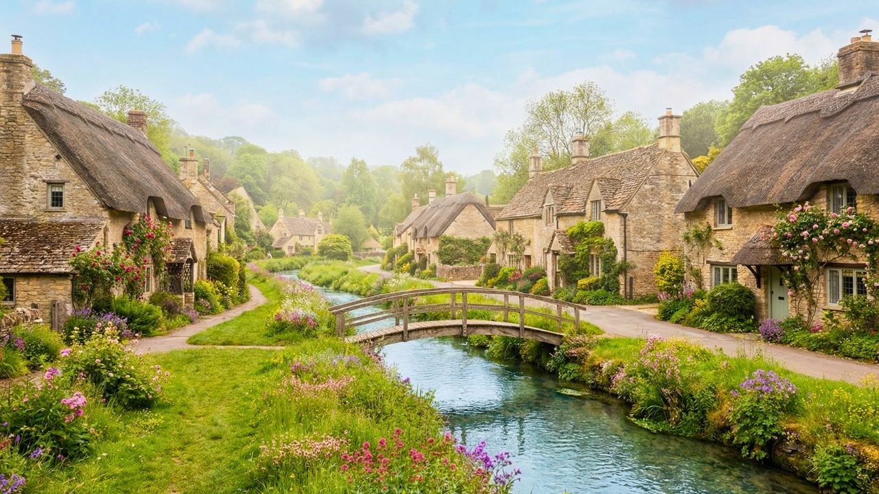 Peaceful English Village Walk | Stepping Back in Time – 4K Ambient Sounds