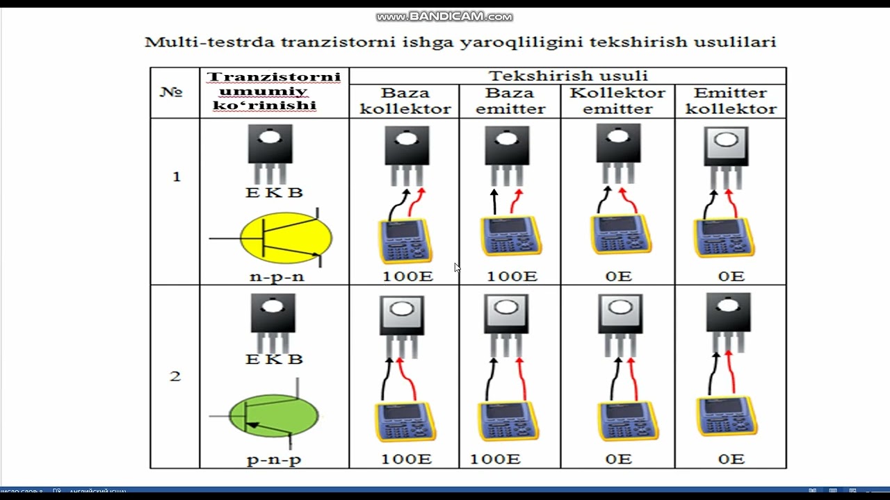 1-кисм.Транзисторларни текшириш. Проверка транзистор.NPN.PNP.