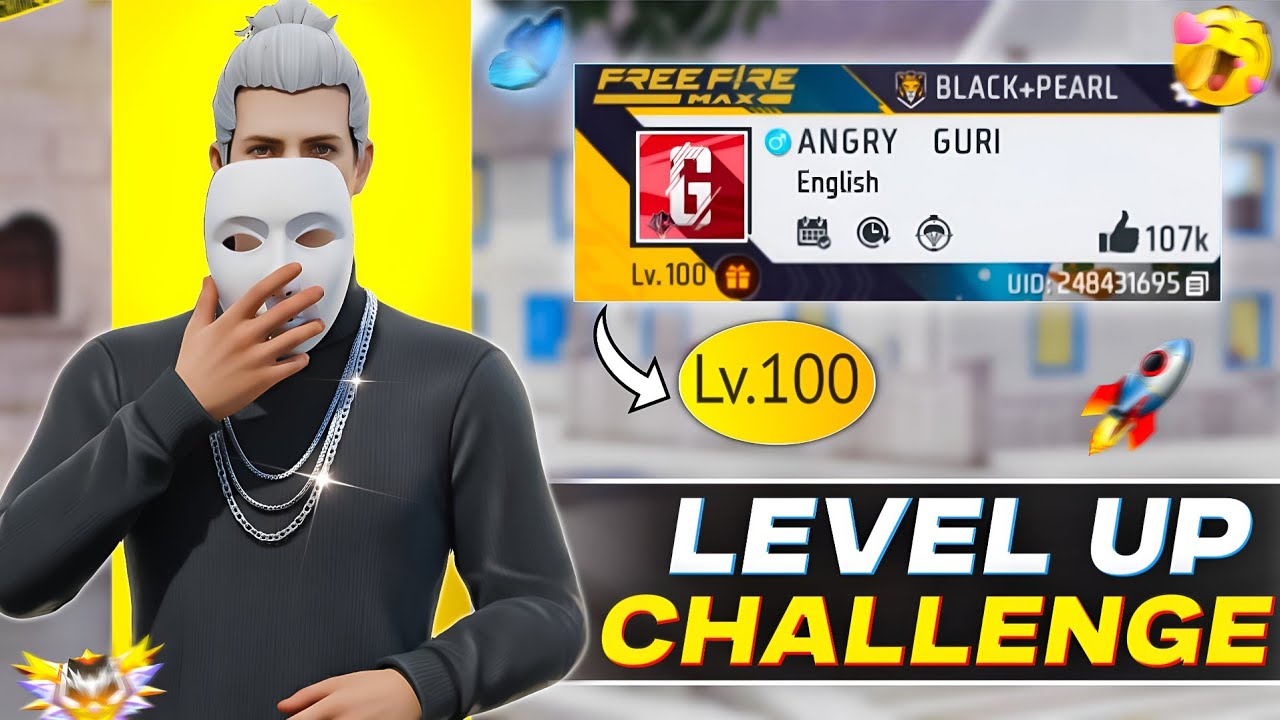 Pushing 100 Level in 4 Hour  - CROSSBONES GAMING | 0 to 100 level challenge in free fire |