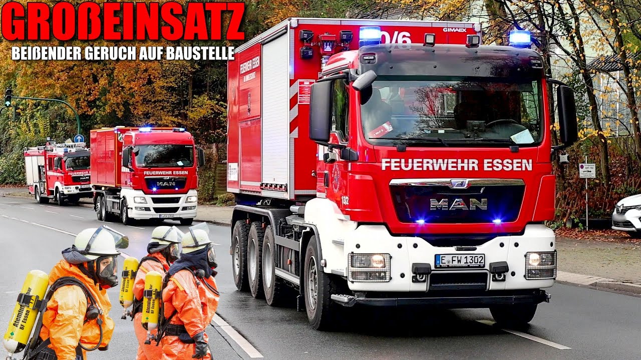 [GROßEINSATZ FEUERWEHR ESSEN!] - Gefahrguteinsatz: Beißender Geruch auf Baustelle ~ 14 Betroffene -