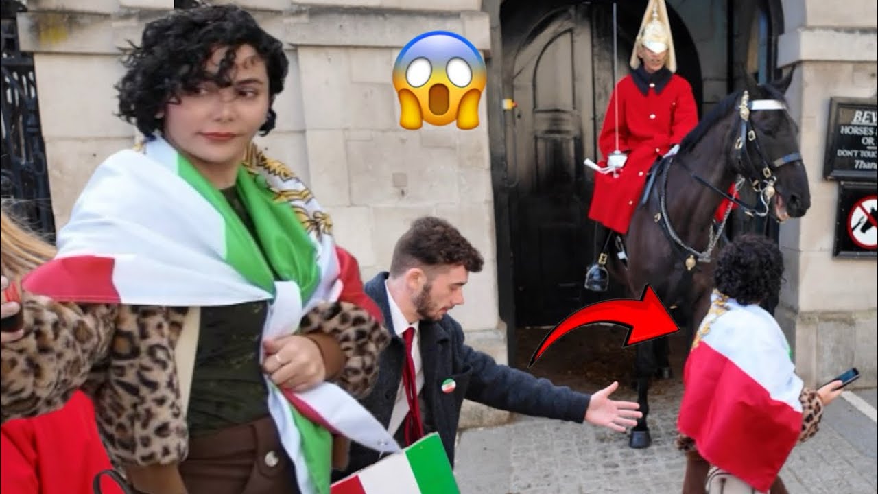 Protester Takes a Selfie in the Guard’s Box — Guard Shouts & She RUNS OUT! #horseguards  