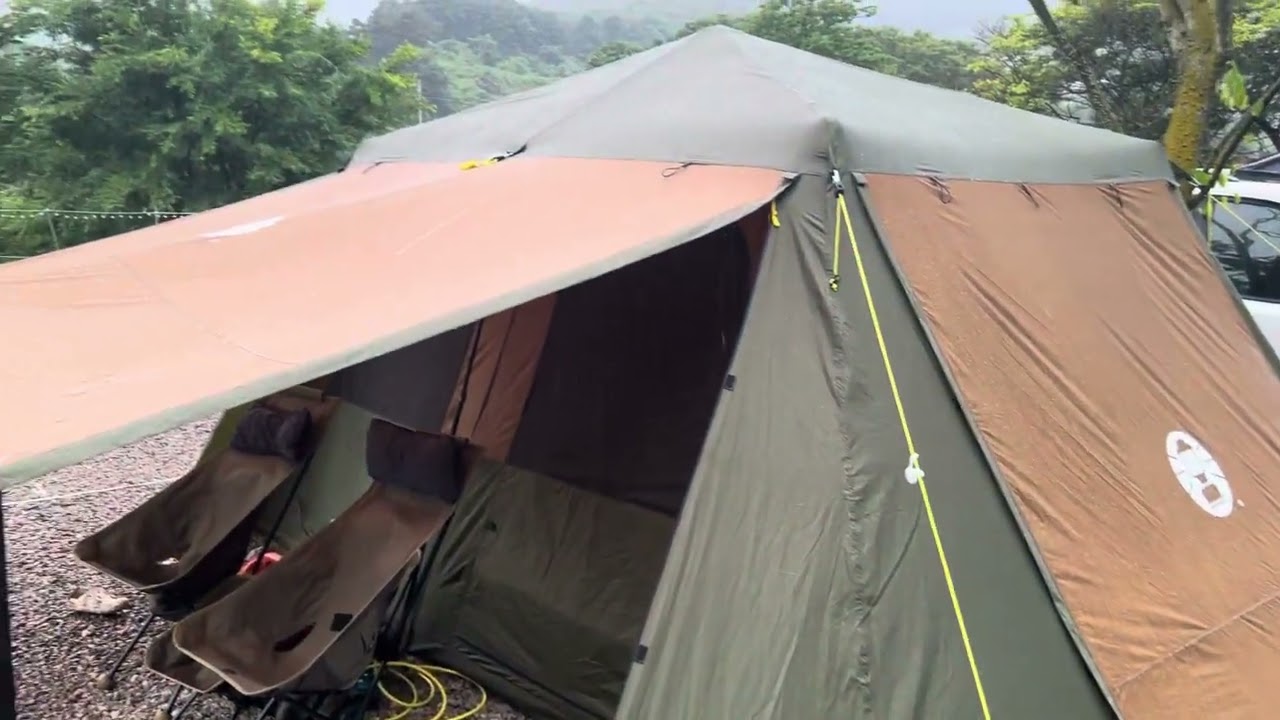 Coleman instant up gold 10P rainy day camping 콜맨 인스턴트 원터치 우중캠핑