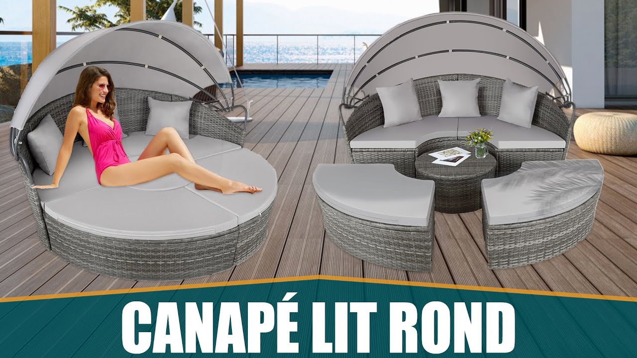 LE MEILLEUR CANAPÉ LIT ROND DE JARDIN EXTÉRIEUR 2 en 1 – Tectake