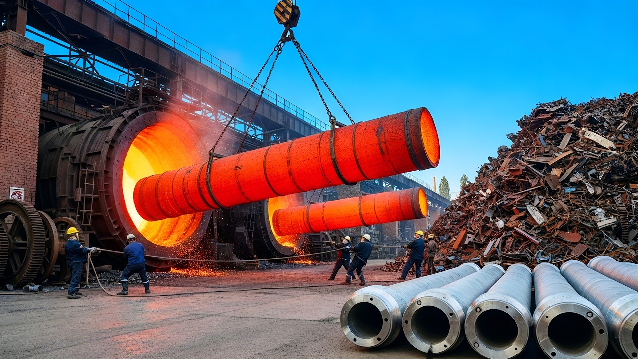 Amazing Manufacturing Process Of Industrial Giant Rolling Shaft With Lathe Machine Master