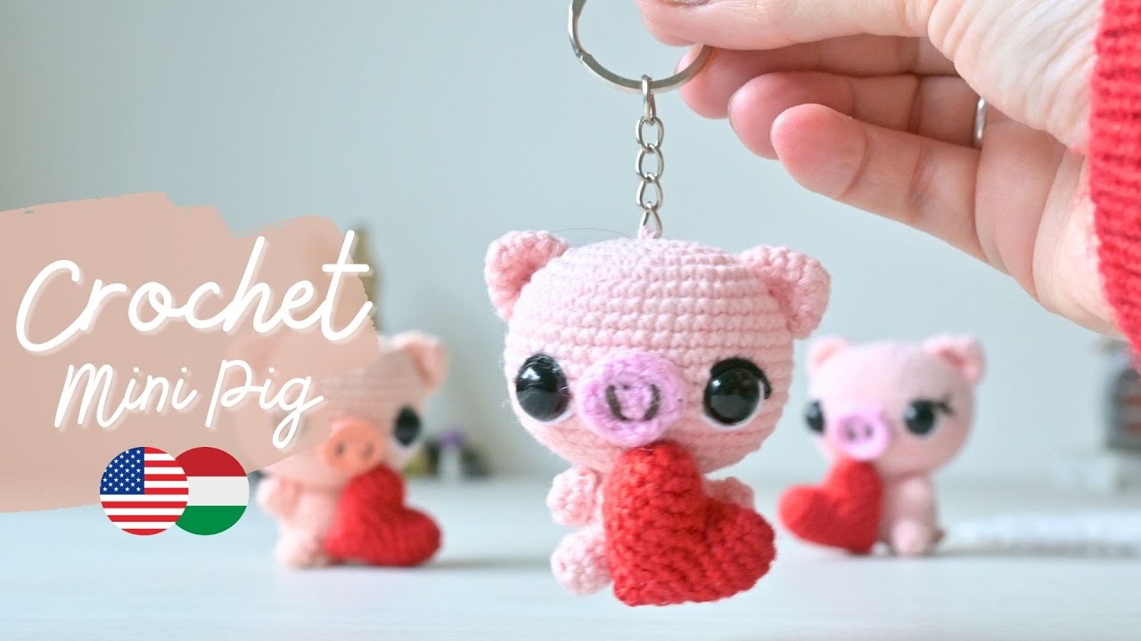 Crochet Mini Pig for New Year and Valentine's Day - HUN/ENG  - Part I. - Horgolt Malac