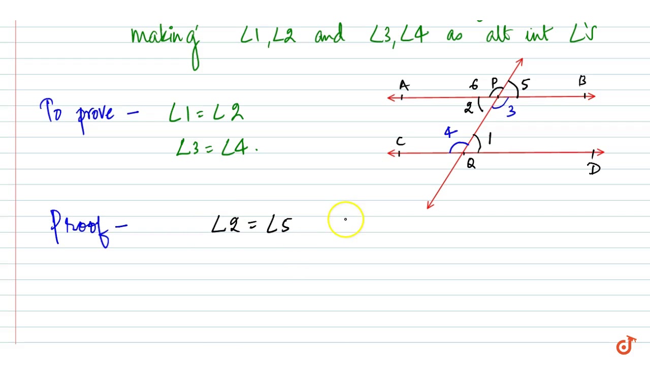 If a transversal intersects two parallel lines; then each of alternate interior angles are equ