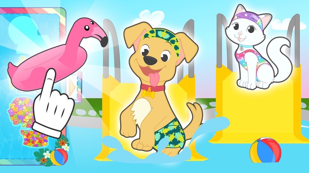 BABY PETS 🏊 Kira and Max swim in the pool