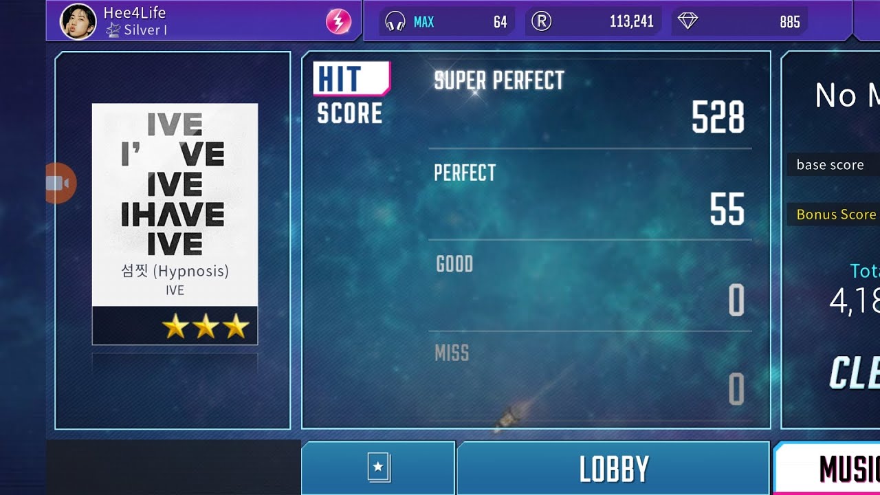 [SuperStar STARSHIP] IVE - 섬찟 (Hypnosis) (HIDDEN STAGE) (hard mode with three stars) (all perfect)