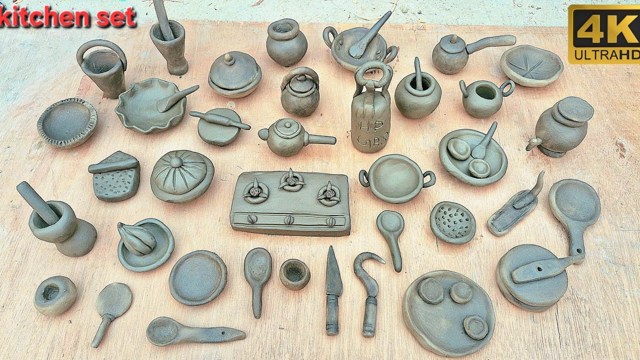 How to make kitchen set with clay/amazing technique make handmade polymer clay kitchen set/new video