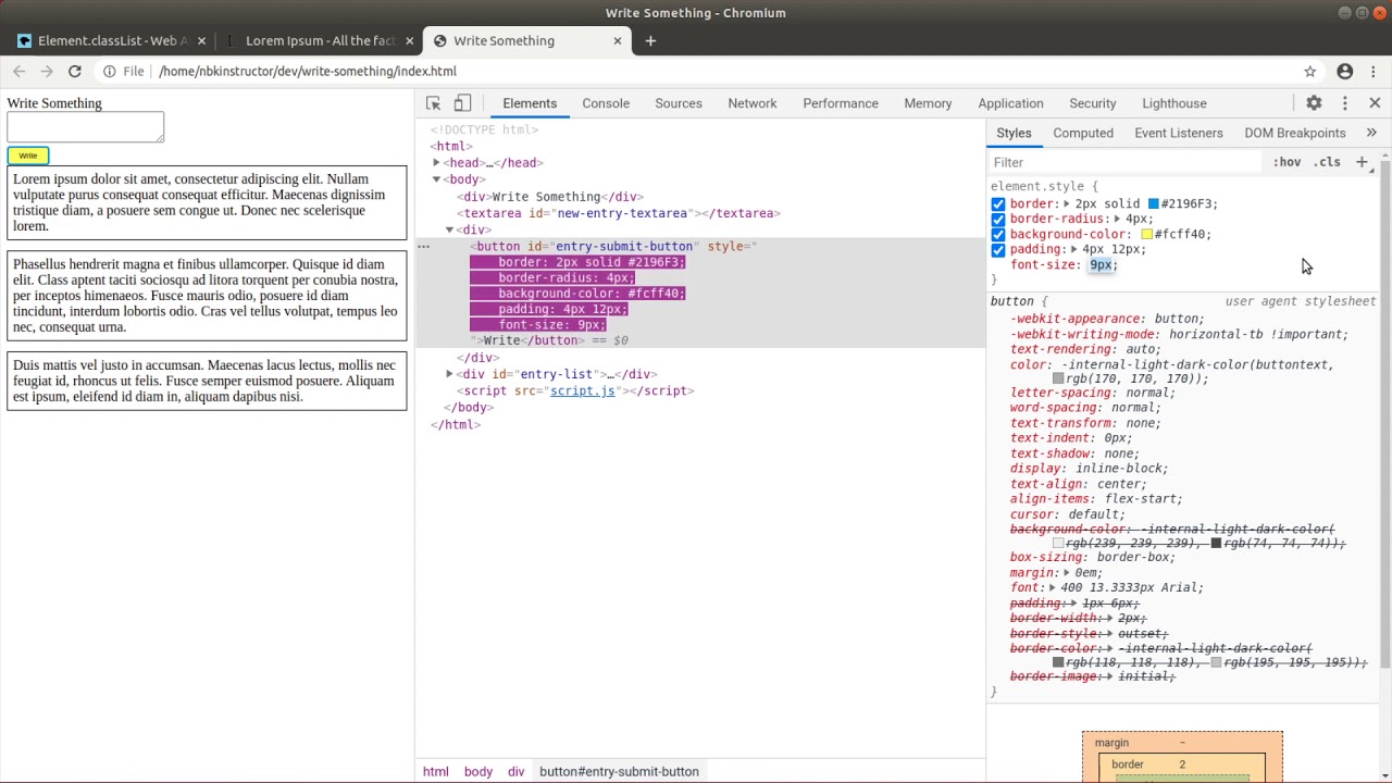 fff3-07 Styling the Submit Button with CSS using the Browser DevTools
