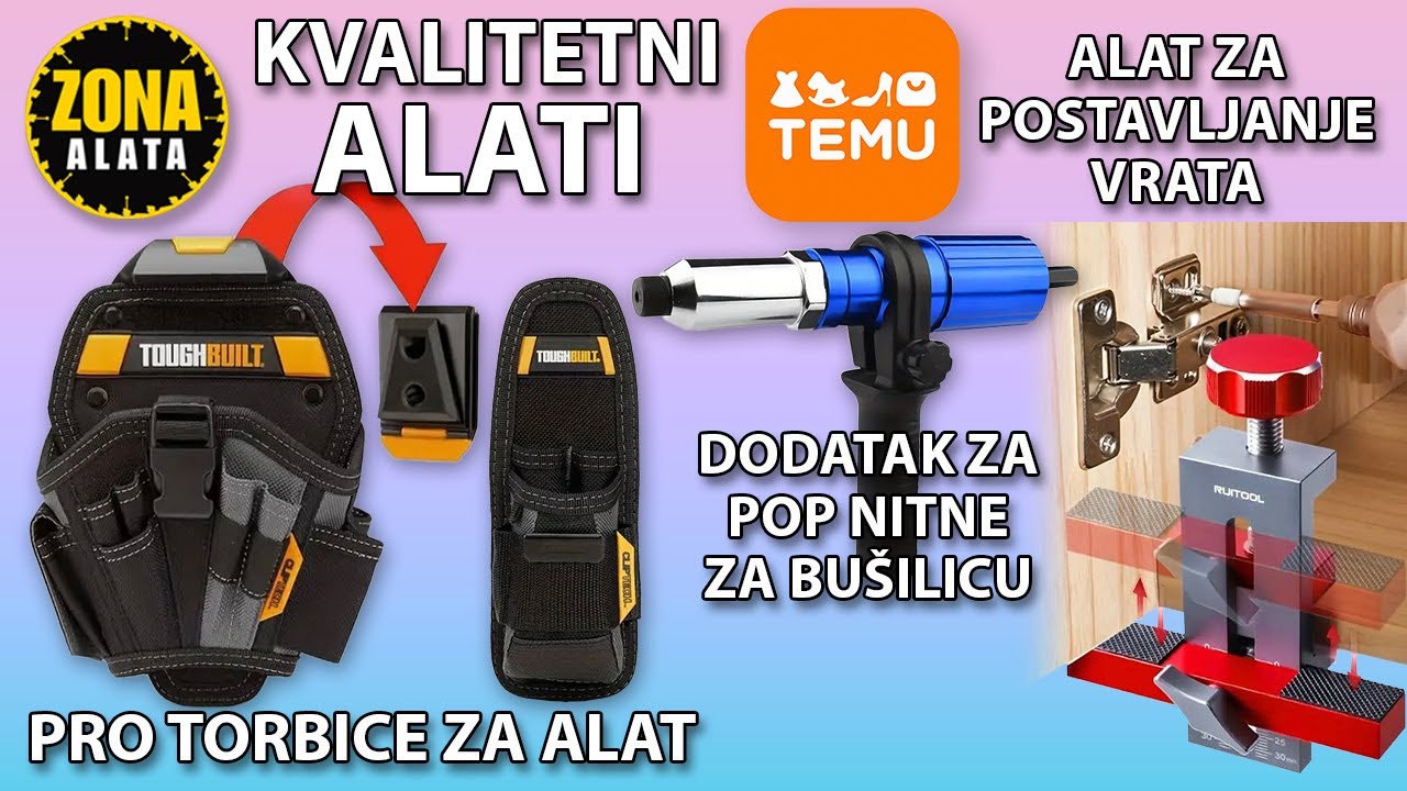 Alati sa TEMU Torbice za Alat, Alat za pop nitne, Alat za montazu vrata
