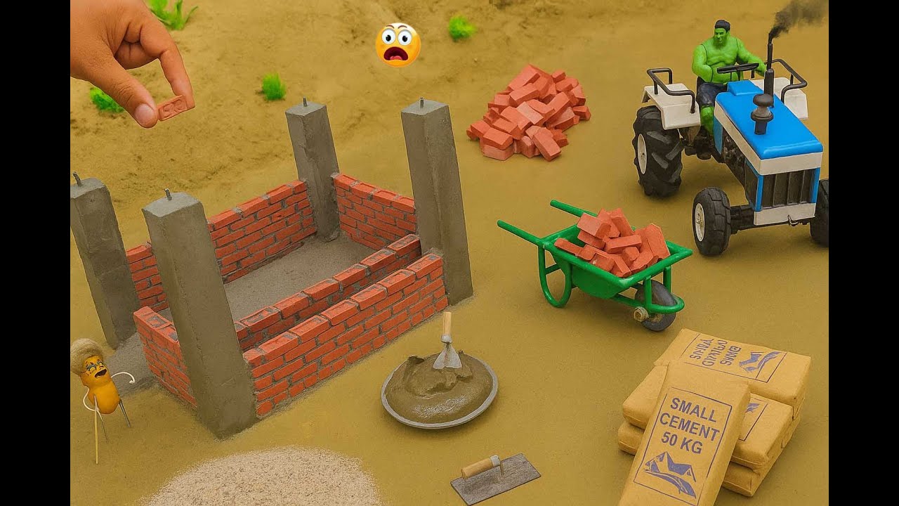dye mini  bricks cowshed construction science project ⁨@Small_Creator01⁩