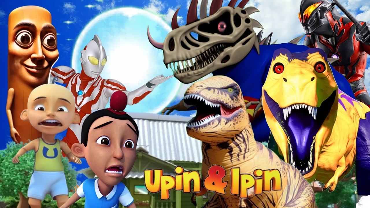 Kompilasi Upin Ipin Takut Ada Tirex Dinosaurus Tengkorak Belial Mata Merah Ultraman Ribut Datang