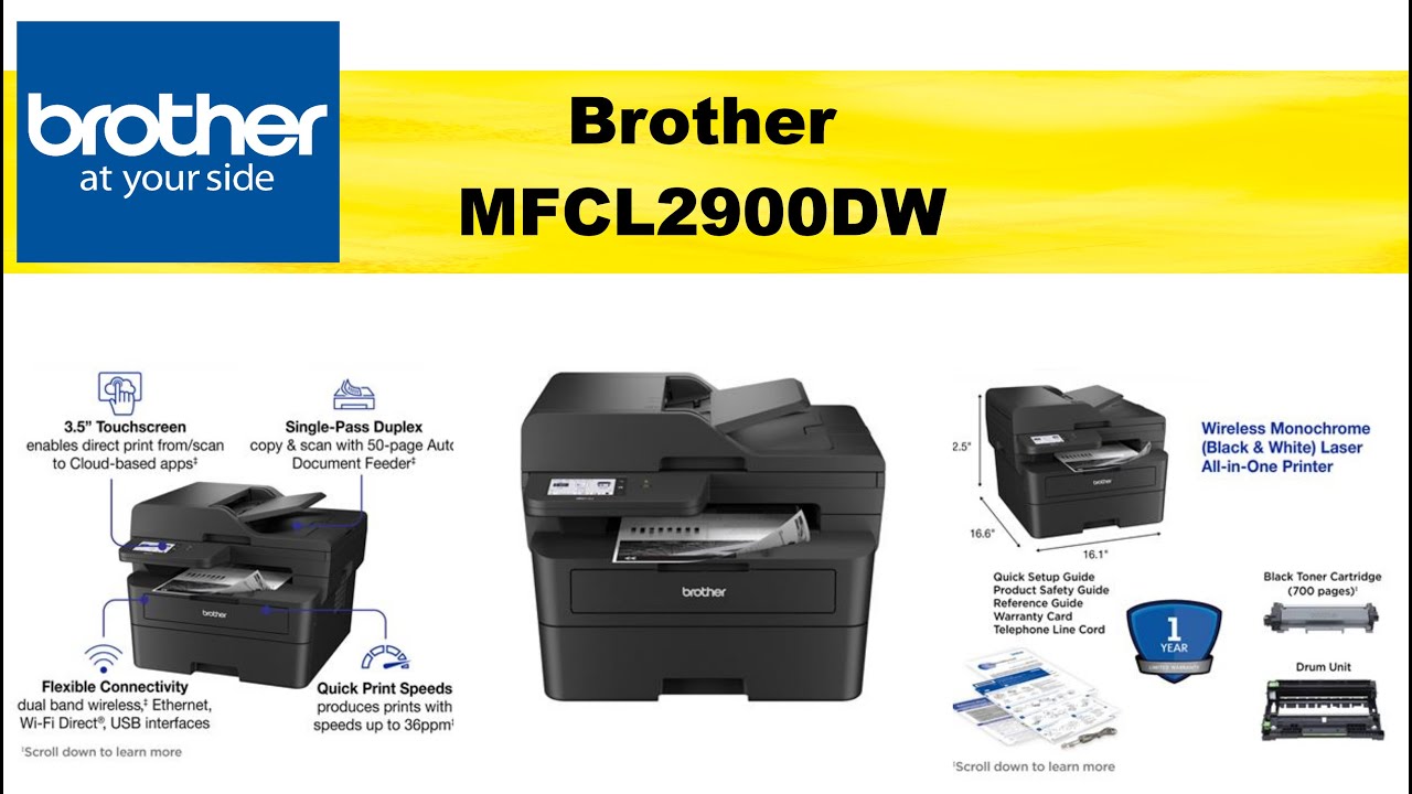 Brother MFC L2900DW Monochrome All In One Printer