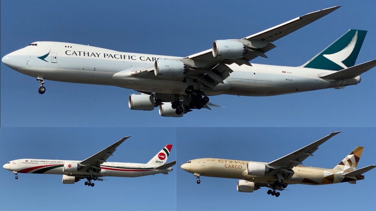 International Arrivals At London Heathrow Airport // 747 Cargo plane // Plane Spotting