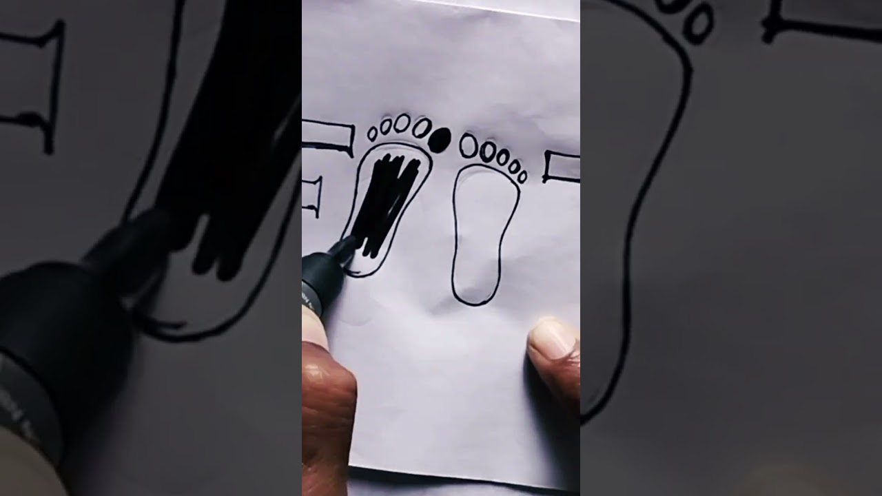Drawing the picture along with latters and feet logo 