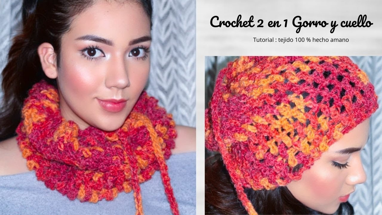2 EN 1 CUELLO y GORRO de GANCHILLO A LA VEZ. SCARF and CROCHET HAT AT THE SAME TIME.✅😍🌺