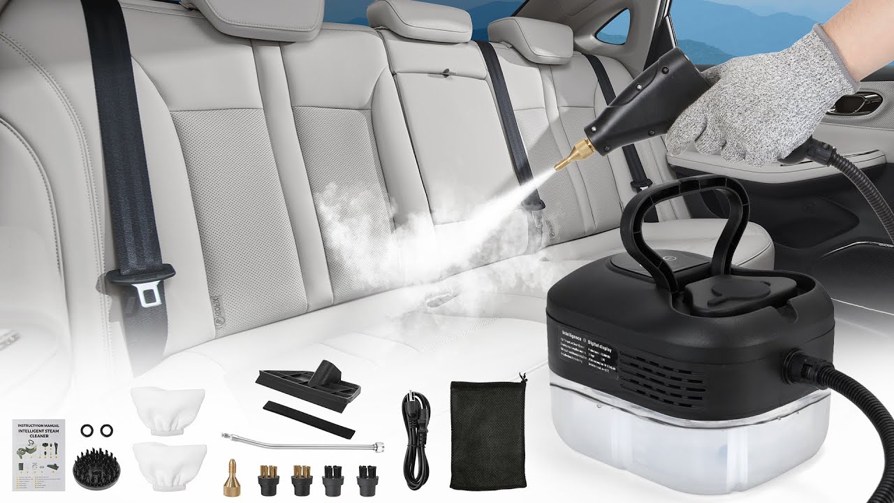 BEAMNOVA Steam Cleaner for Car Detailing 1.2L (41oz) Water Tank Portable Handheld Steamer, Black